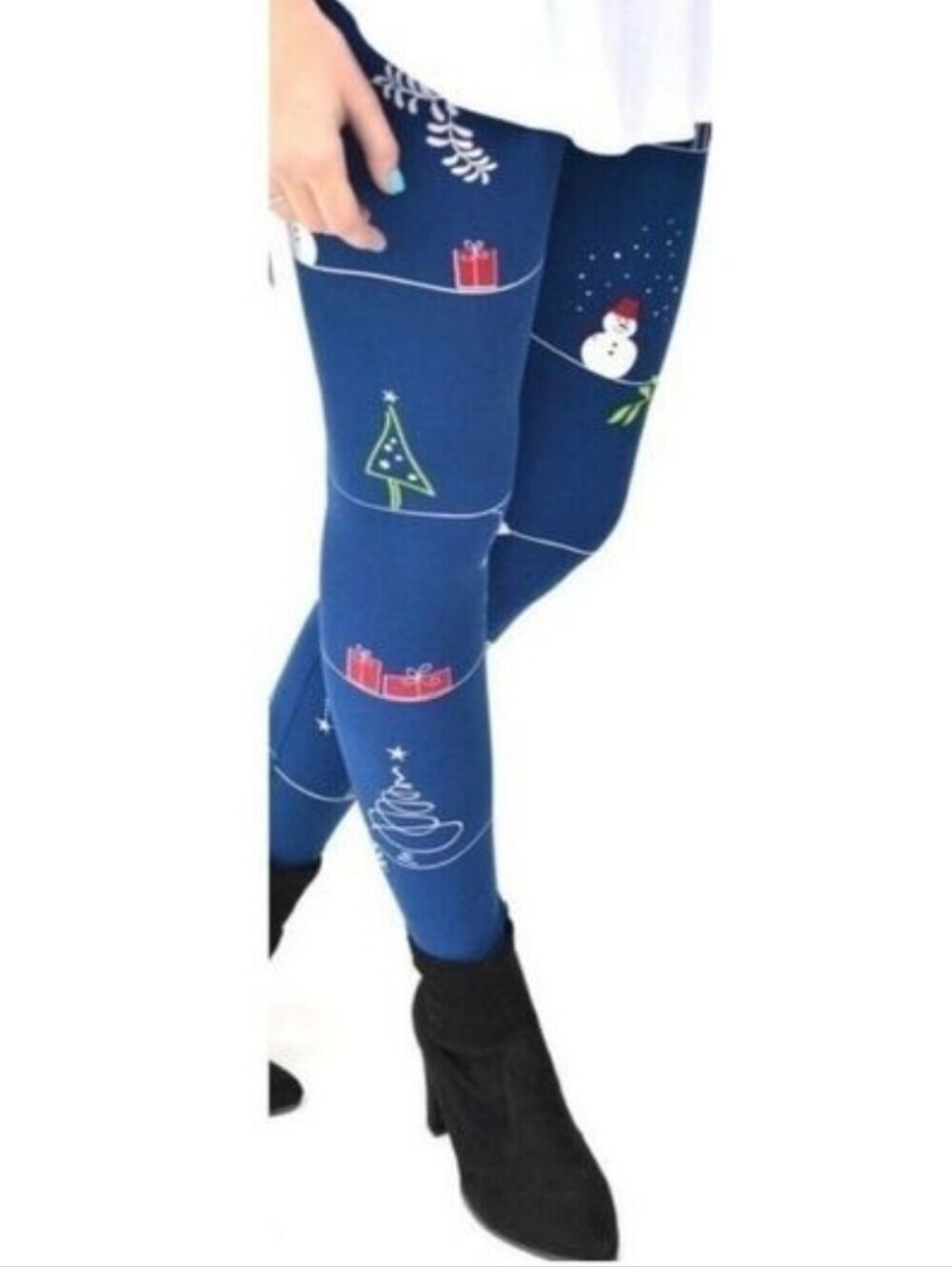 LEGGINGS DEPOT BLUE Christmas Tree Holiday Leggings Size Small Fits 10 NWT
